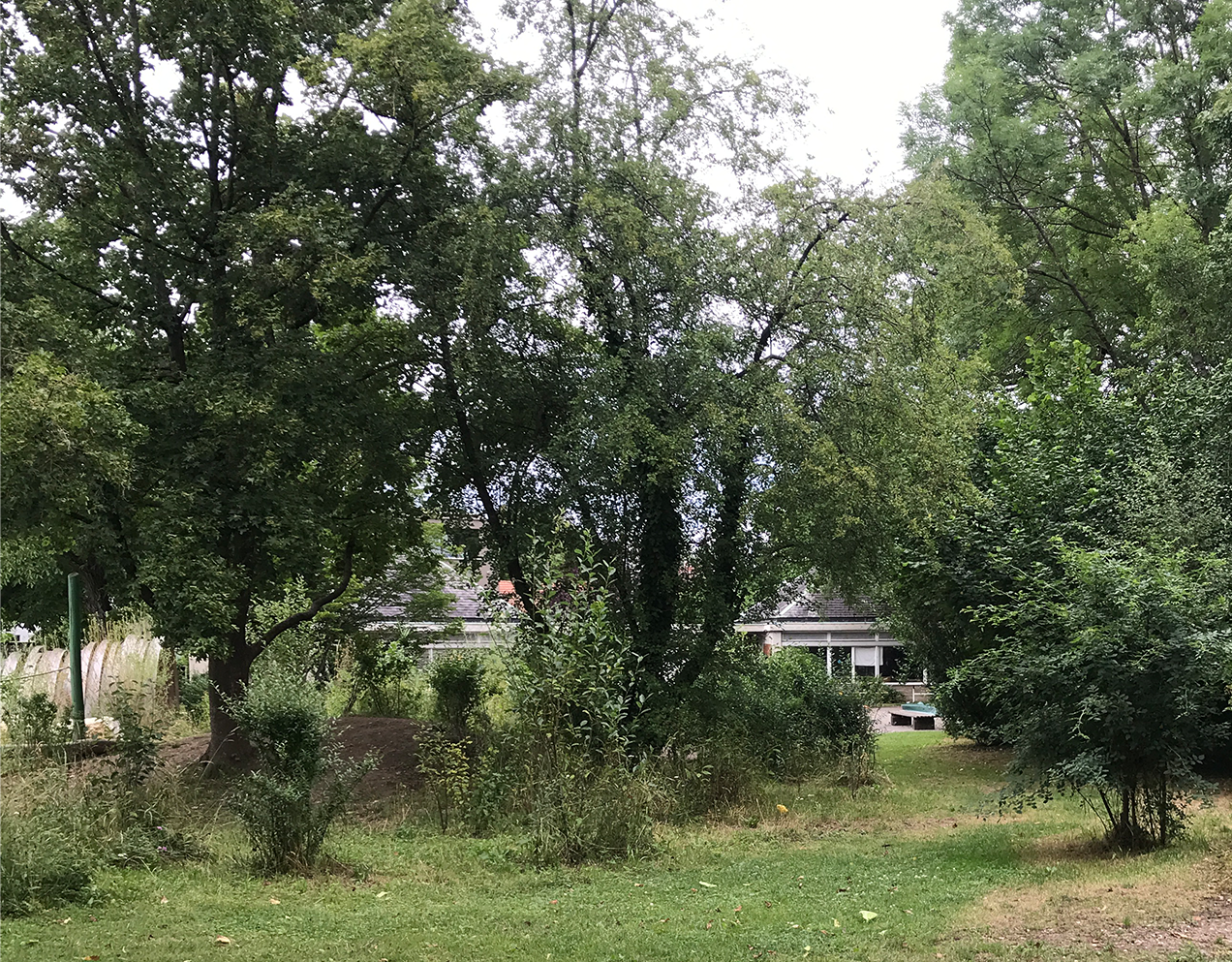 Existing Kindergarten Langenlängeweg seen through the garden