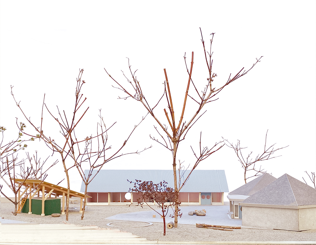 Architectural model of Kindergarten Langenlängeweg and its garden